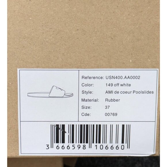 AMI Paris Ami De Coeur Poolslides Off White EU37 USN400.AA0002 - Picture 8 of 9